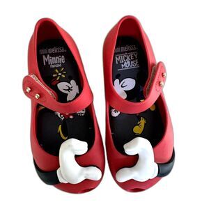 Mini Melissa Ultragirl Disney Flat Mary Jane Sandal Shoe Red Mickey Toddler sz 8